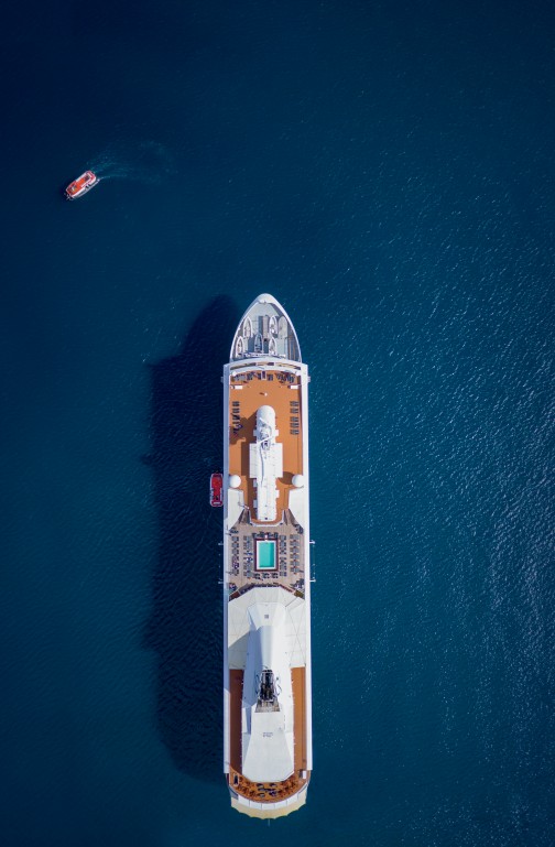 paul gauguin cruises moorea drone photo cruise ship top view