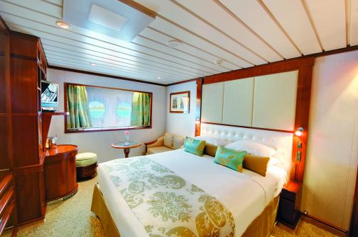 paul gauguin cruises cruise ship oceanview cabin bed