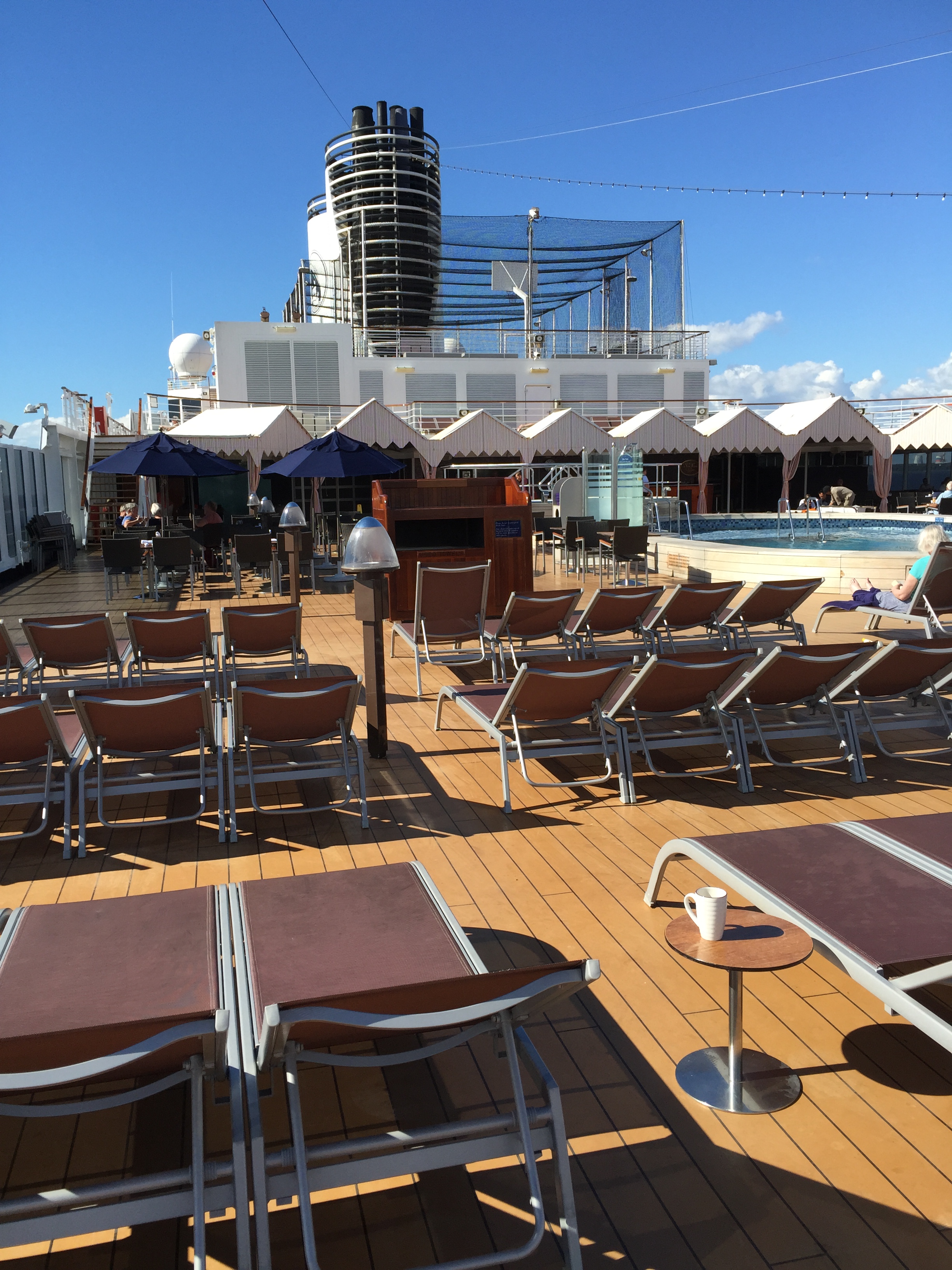 Holland Amerca Eurodam top deck loungers and pool