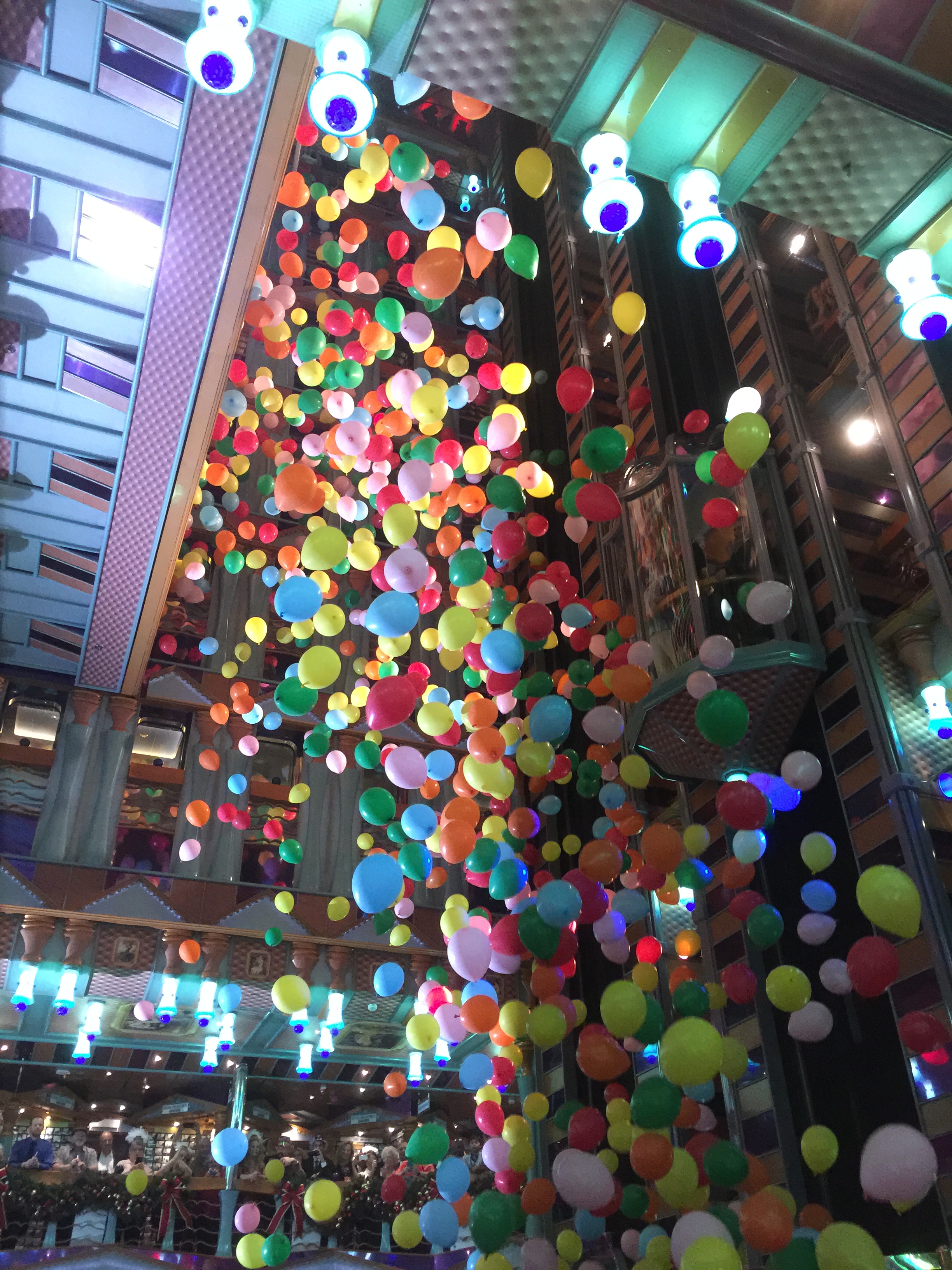 carnival cruises miracle balloon drop in atrium