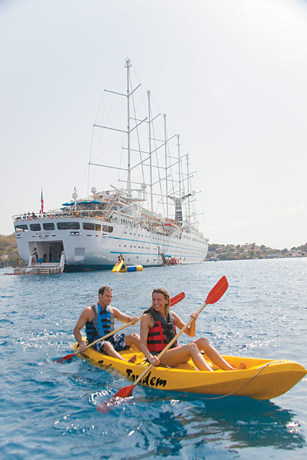 Small ship cruising windstar cruises wind surf kayakers