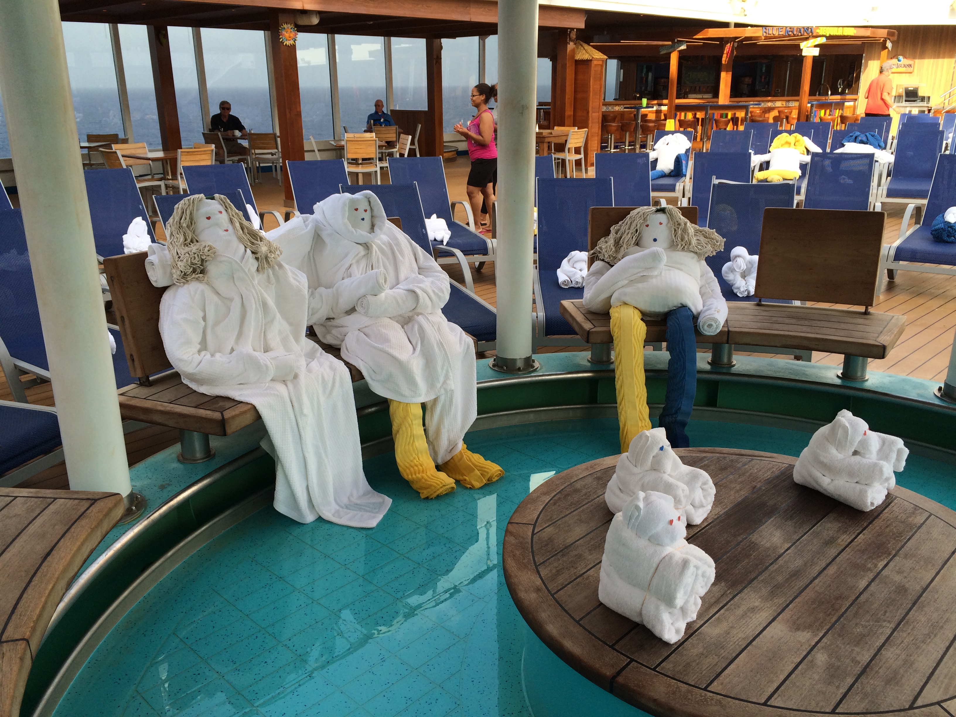 Carnival towel people greet passengers