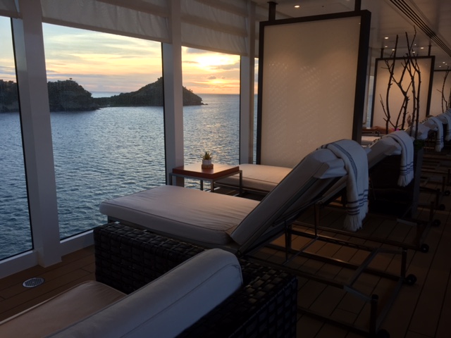 Viking Cruises Viking Star cruise ship pool lounger sunset