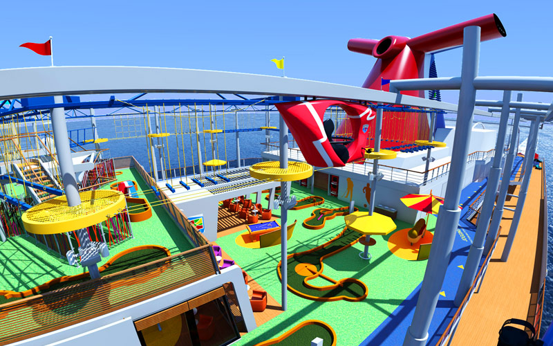 Carnival Cruises Vista cruise ship skyrider track with red bike
