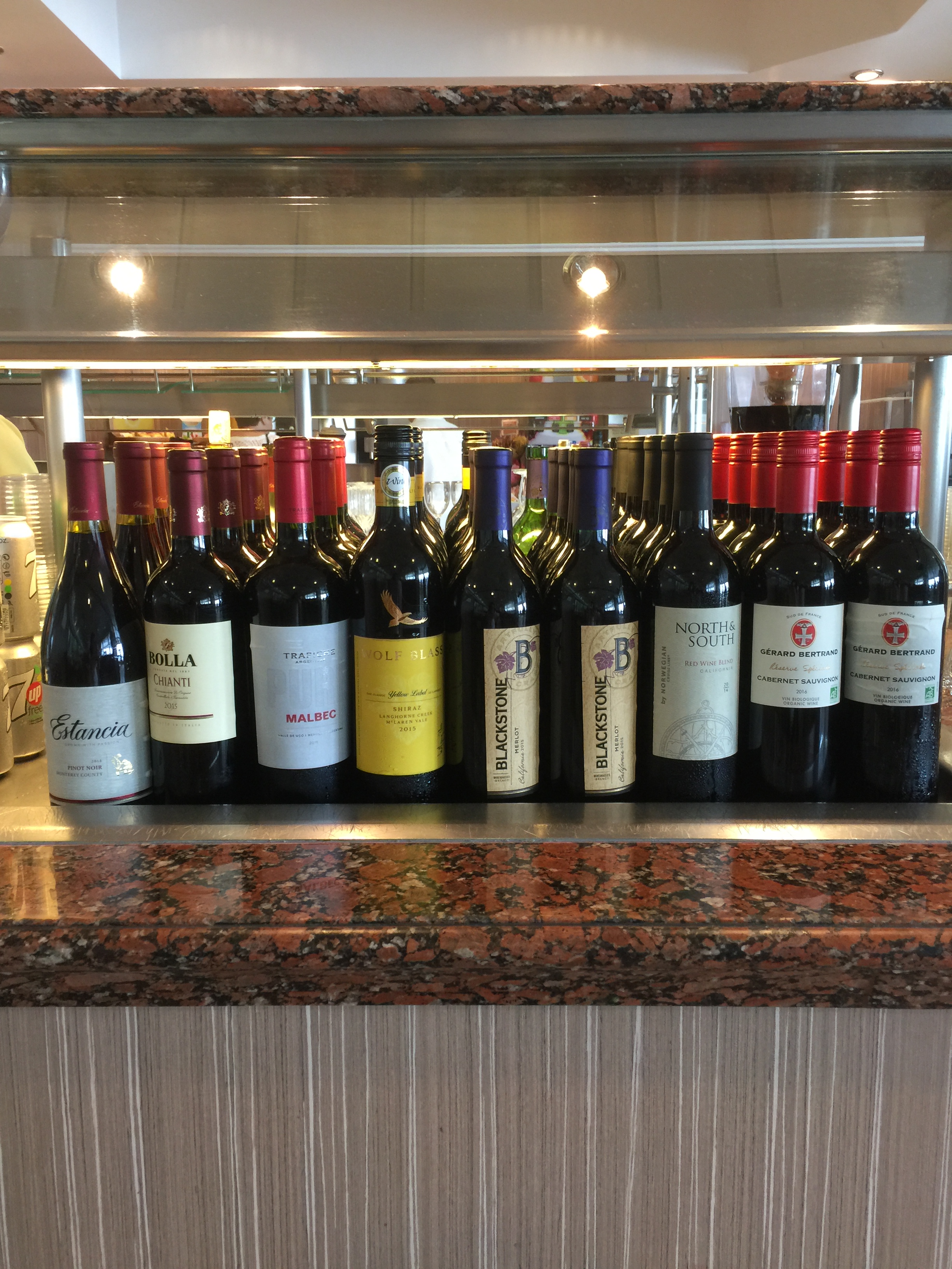 Norwegian cruises Jade cruise ship Norway wine bottles