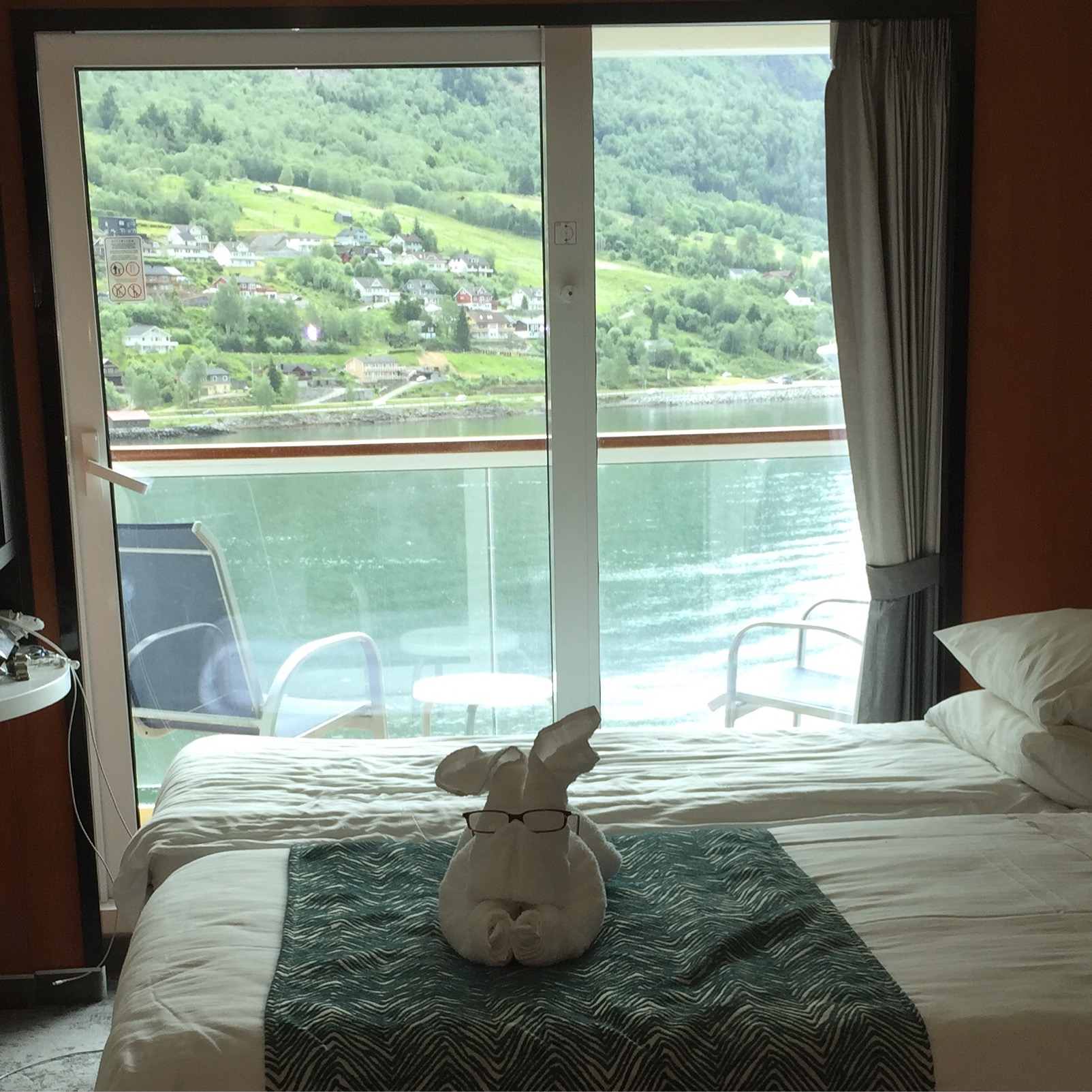 Norwegian cruises Jade cruise ship Norway towel creature balcony cabin