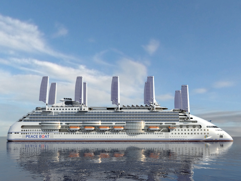 Peaceboat Ecoship cruises solar sails
