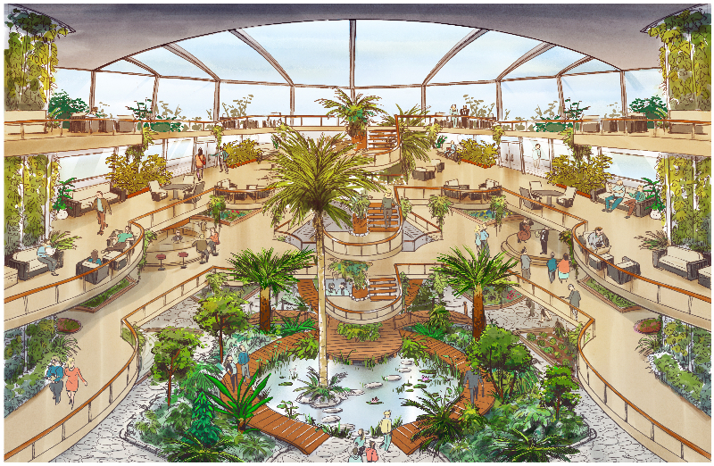Peaceboat Ecoship cruises atrium