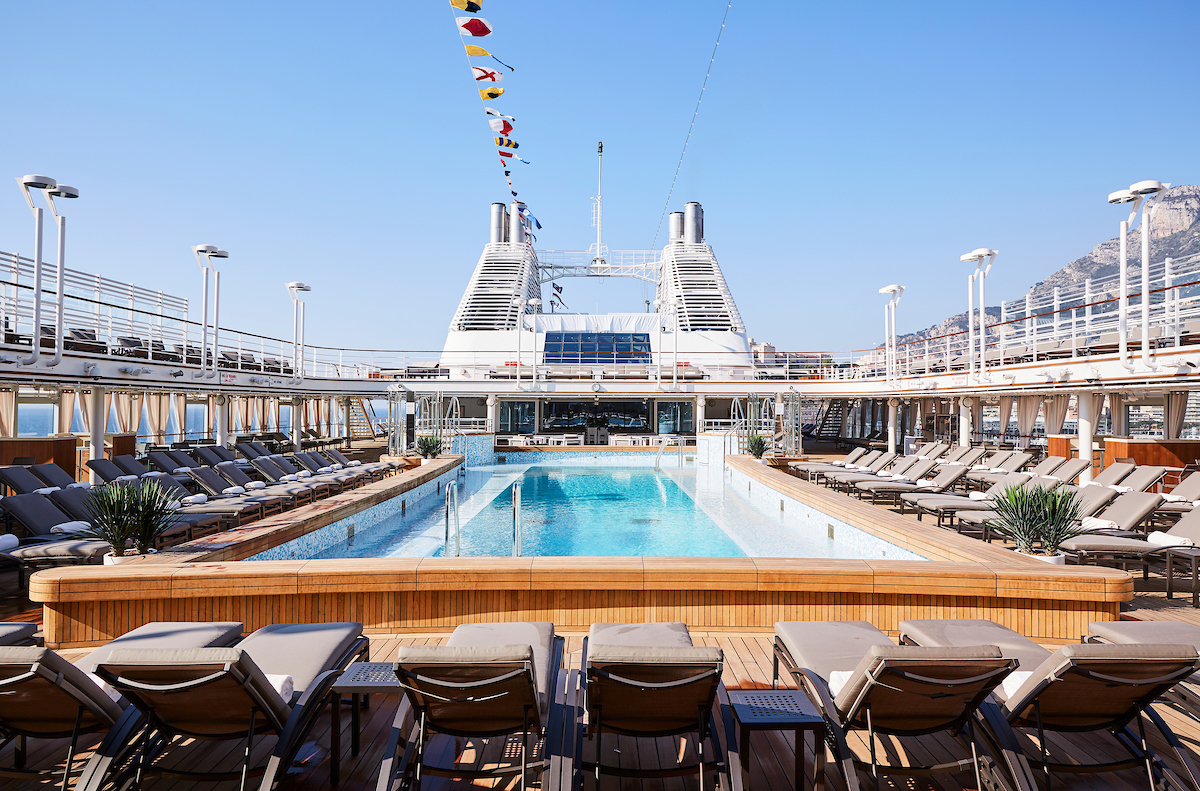 Silversea cruises silver muse cruise ship pool deck