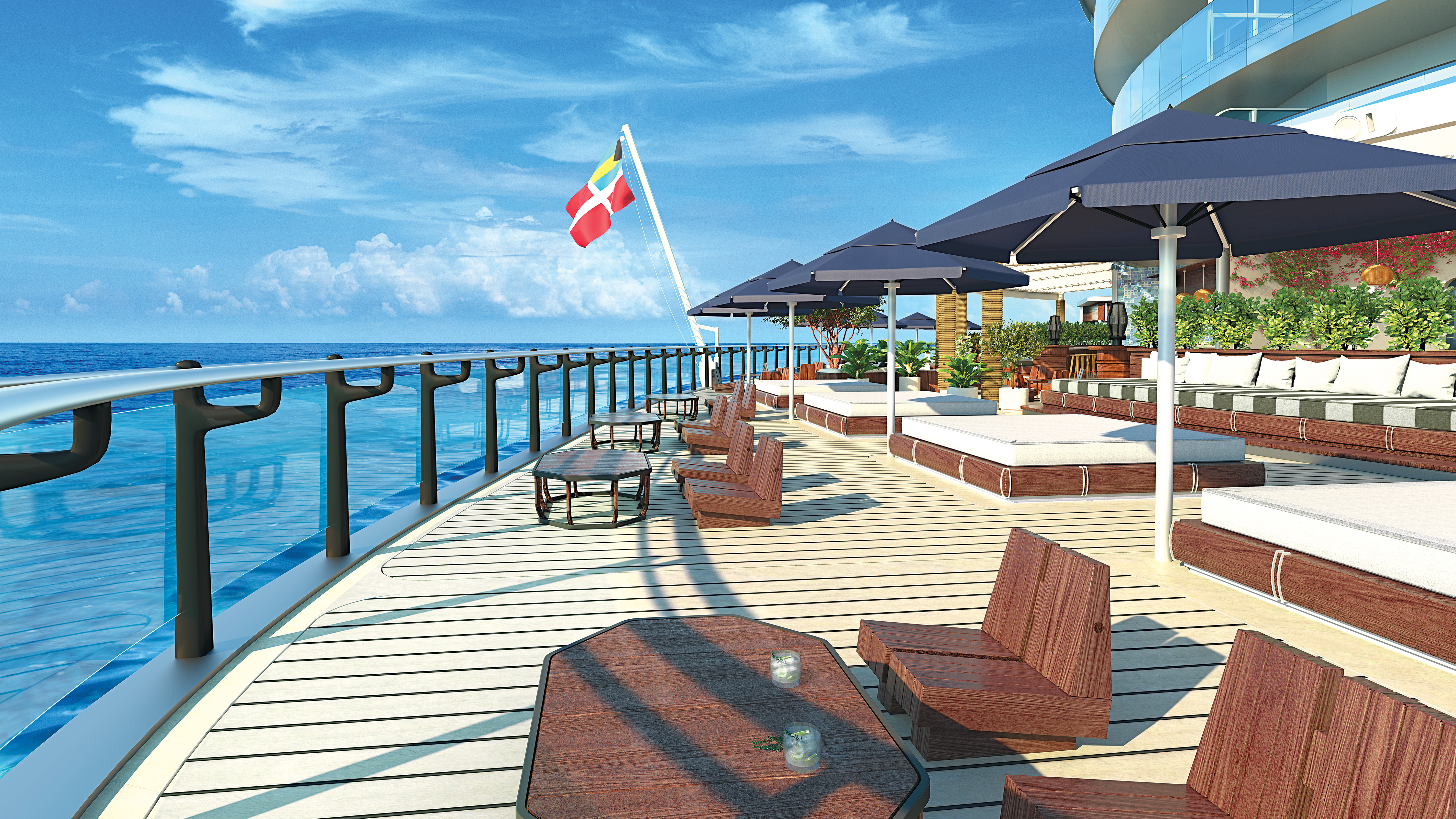 Virgin voyage cruises scarlet lady dock bar view