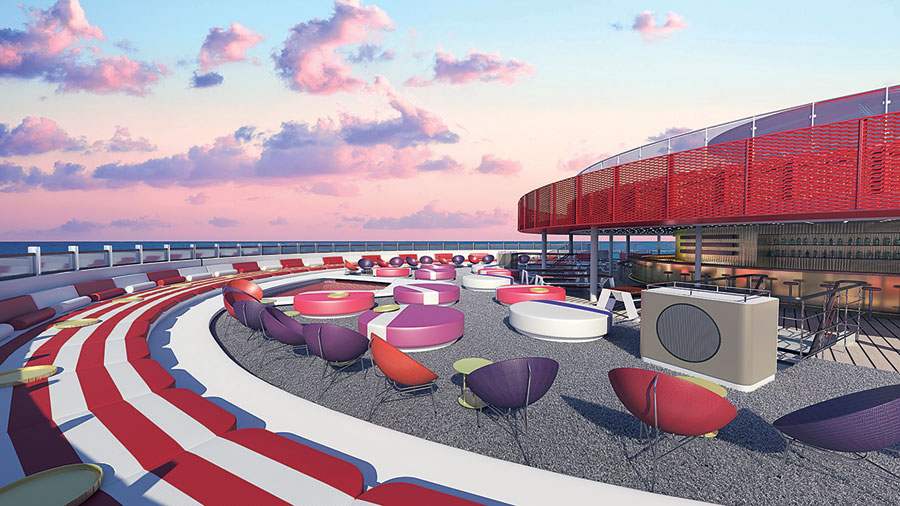 Virgin voyage cruises scarlet lady deck view