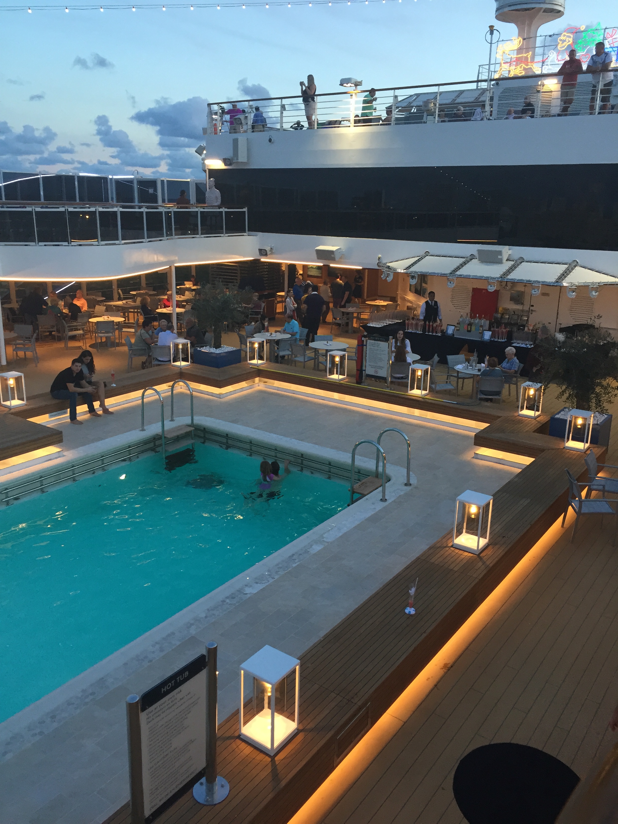 Holland America Statendam cruise ship aft swimming pool at night
