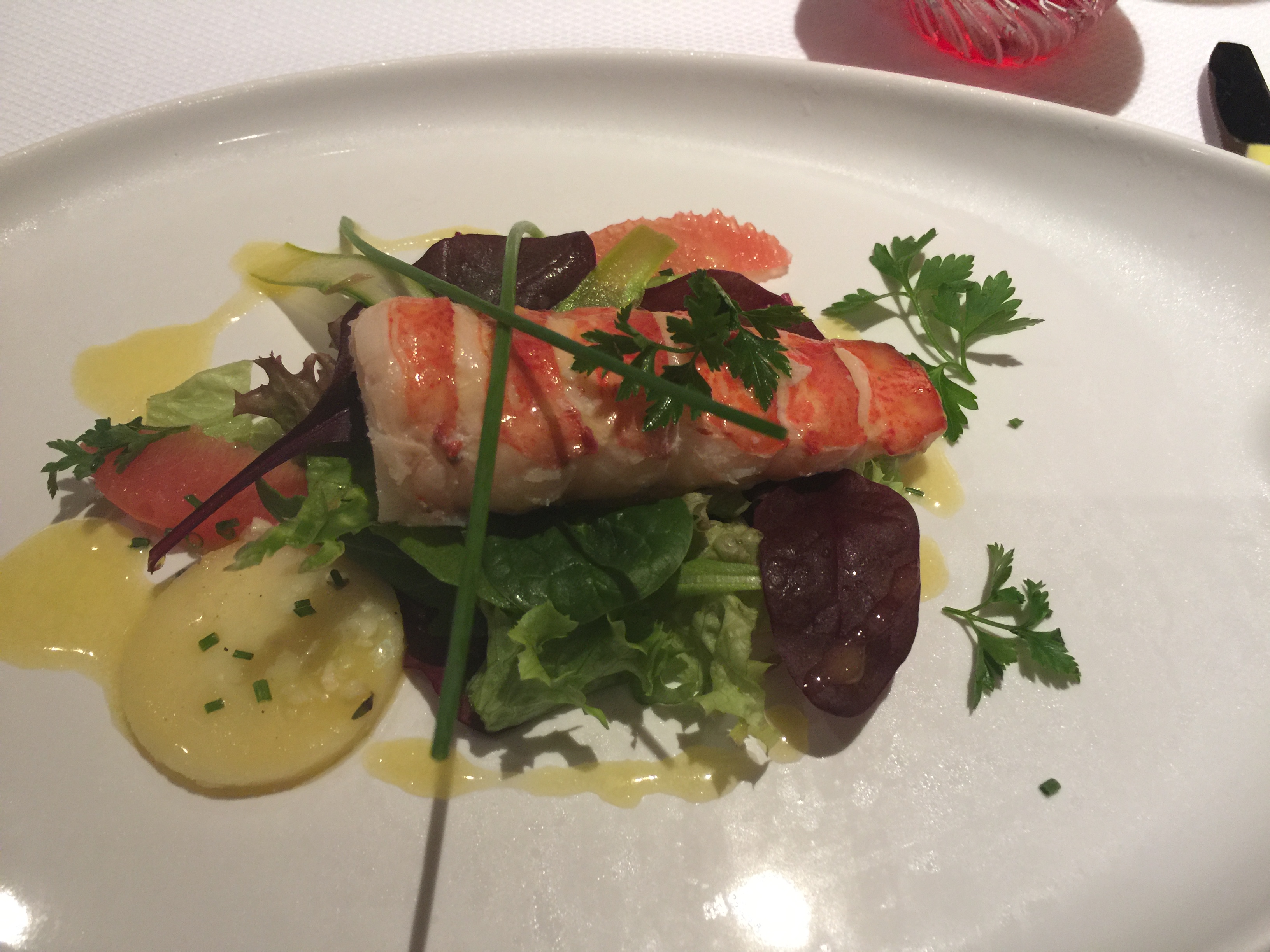 Holland America Statendam cruise ship dining room lobster tail dinner