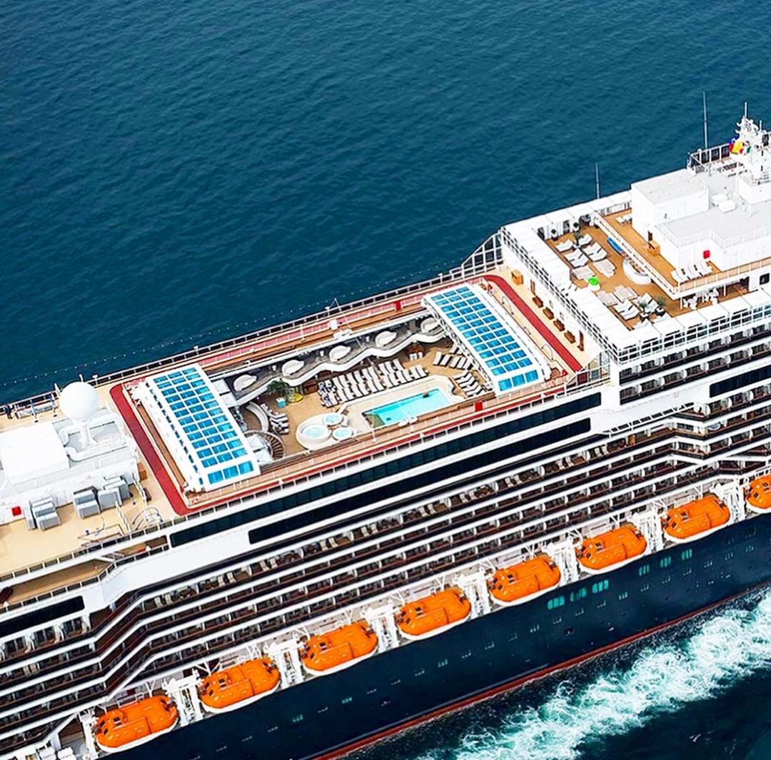 Holland America Statendam cruise ship aerial view of mid ship pool