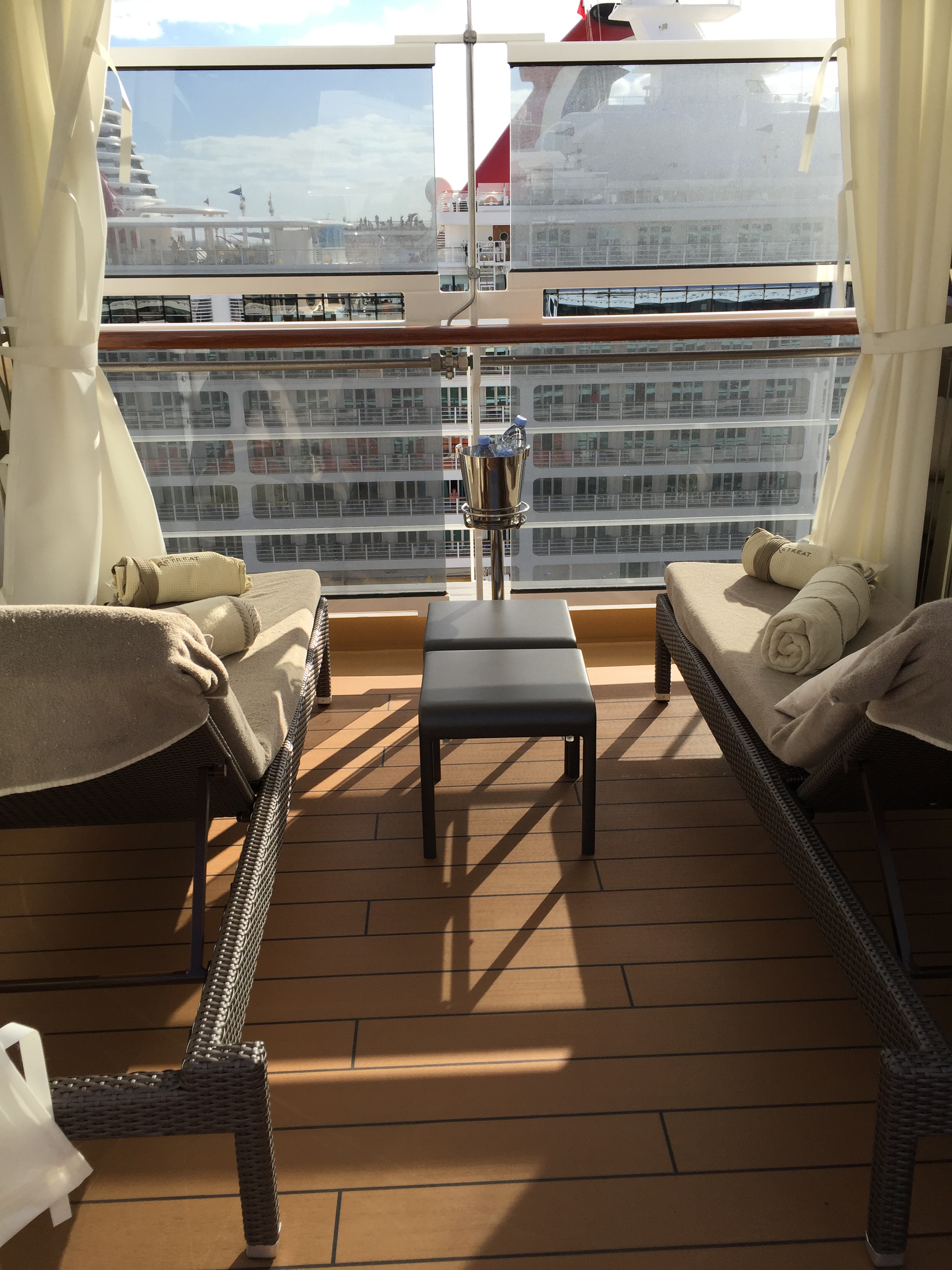 Holland America Statendam cruise ship retreat area private cabana and champagne
