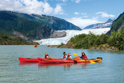 Cunard Queen Elizabeth Alaska kayaking Mendenhall glacier