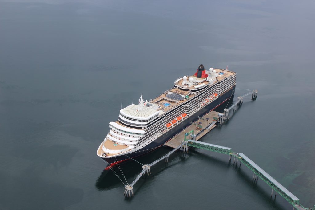 Cunard Queen Elizabeth docked in Hoonah Alaska