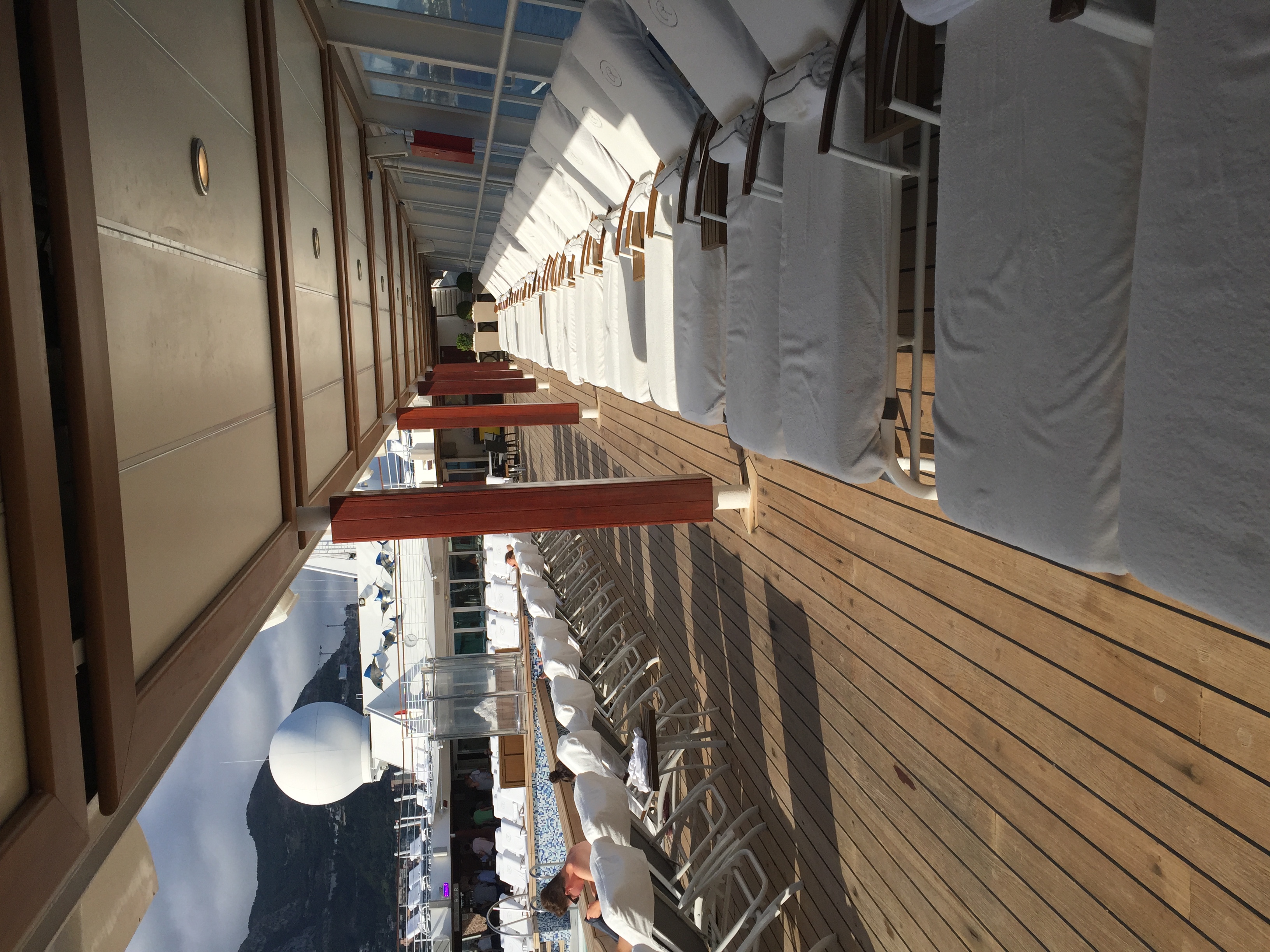 Regent Cruises Voyager pool shade loungers