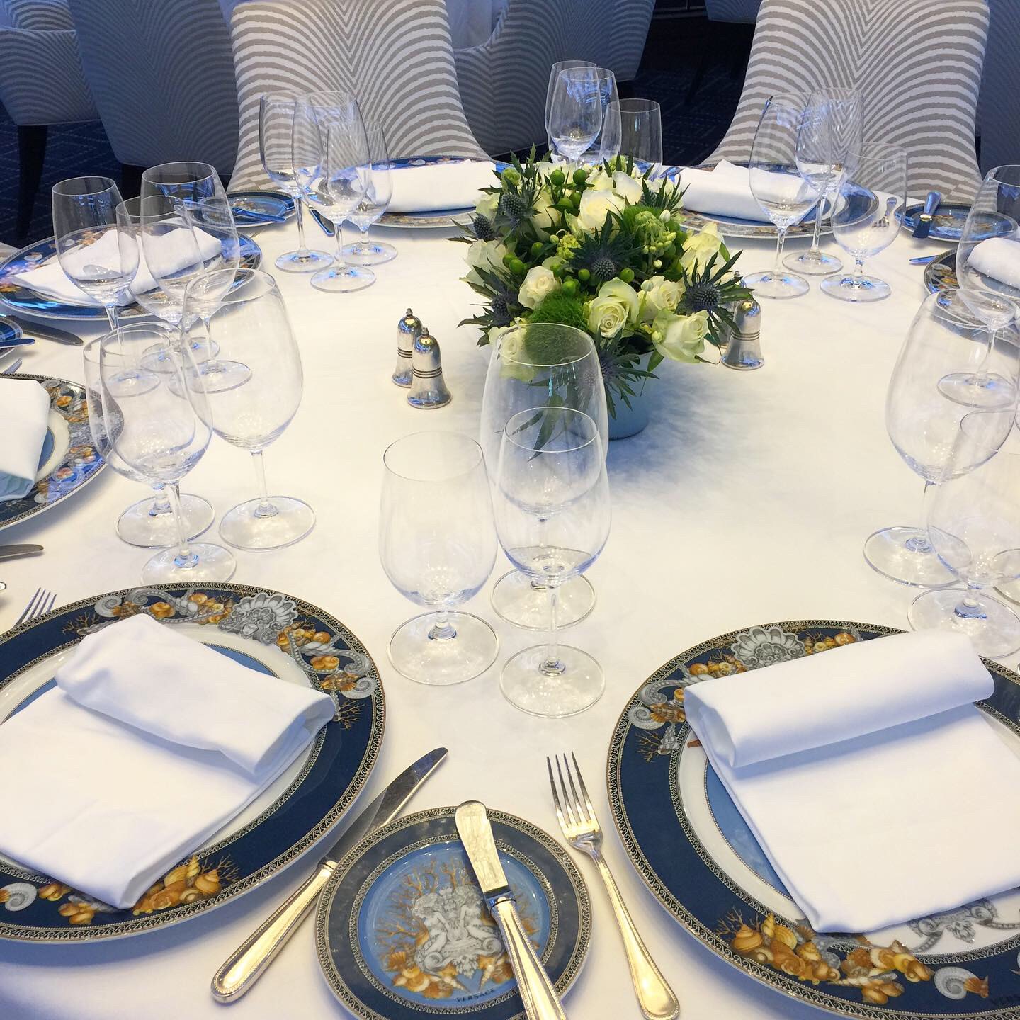 Regent Cruises Voyager Versace table setting Compass Rose restaurant