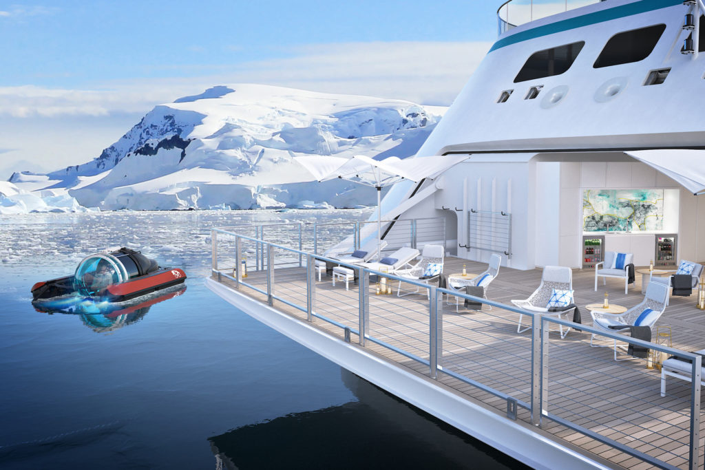 Crystal Cruises Endeavor ship has submarines and helicopters