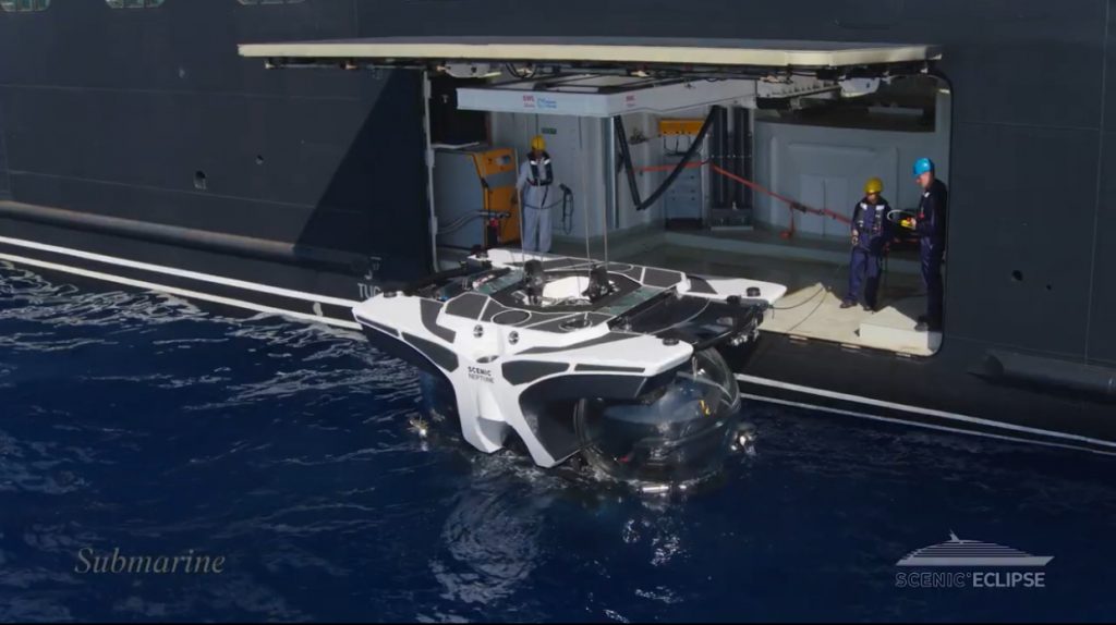 Scenic Eclipse cruise ship submarine