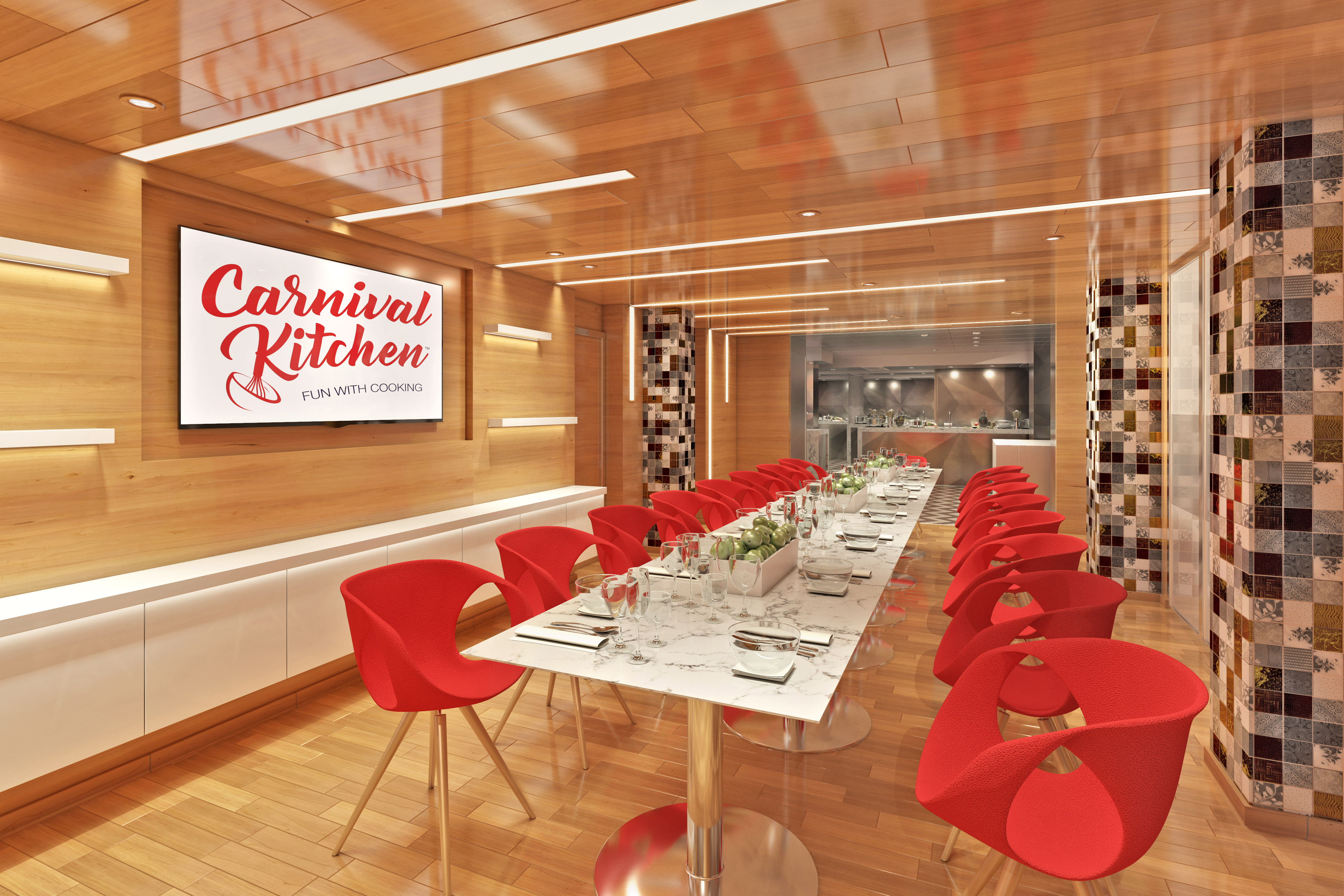 Carnival Panorama Culinary Centre dining tables