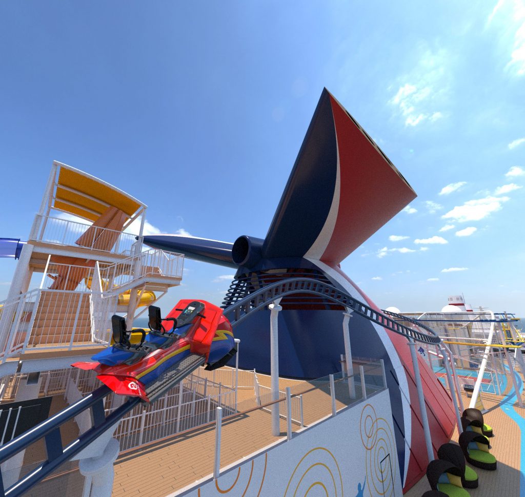 Carnival Cruises Mardi Gras roller coaster two person