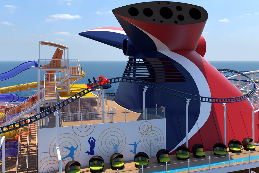 Carnival Cruises Mardi Gras Bolt roller coaster