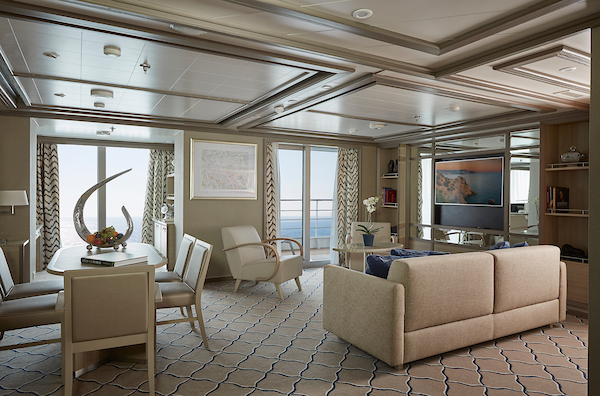 Silversea Cruises Silver Moon and Muse owners suite living room