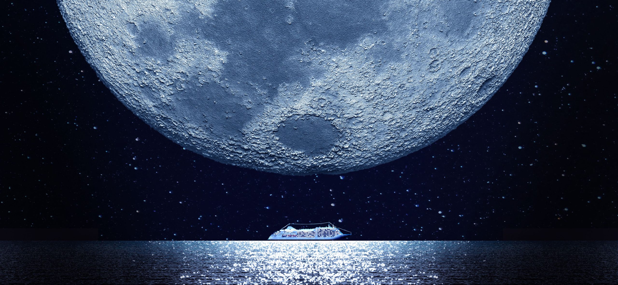Silversea Cruises Silver Moon under the moon