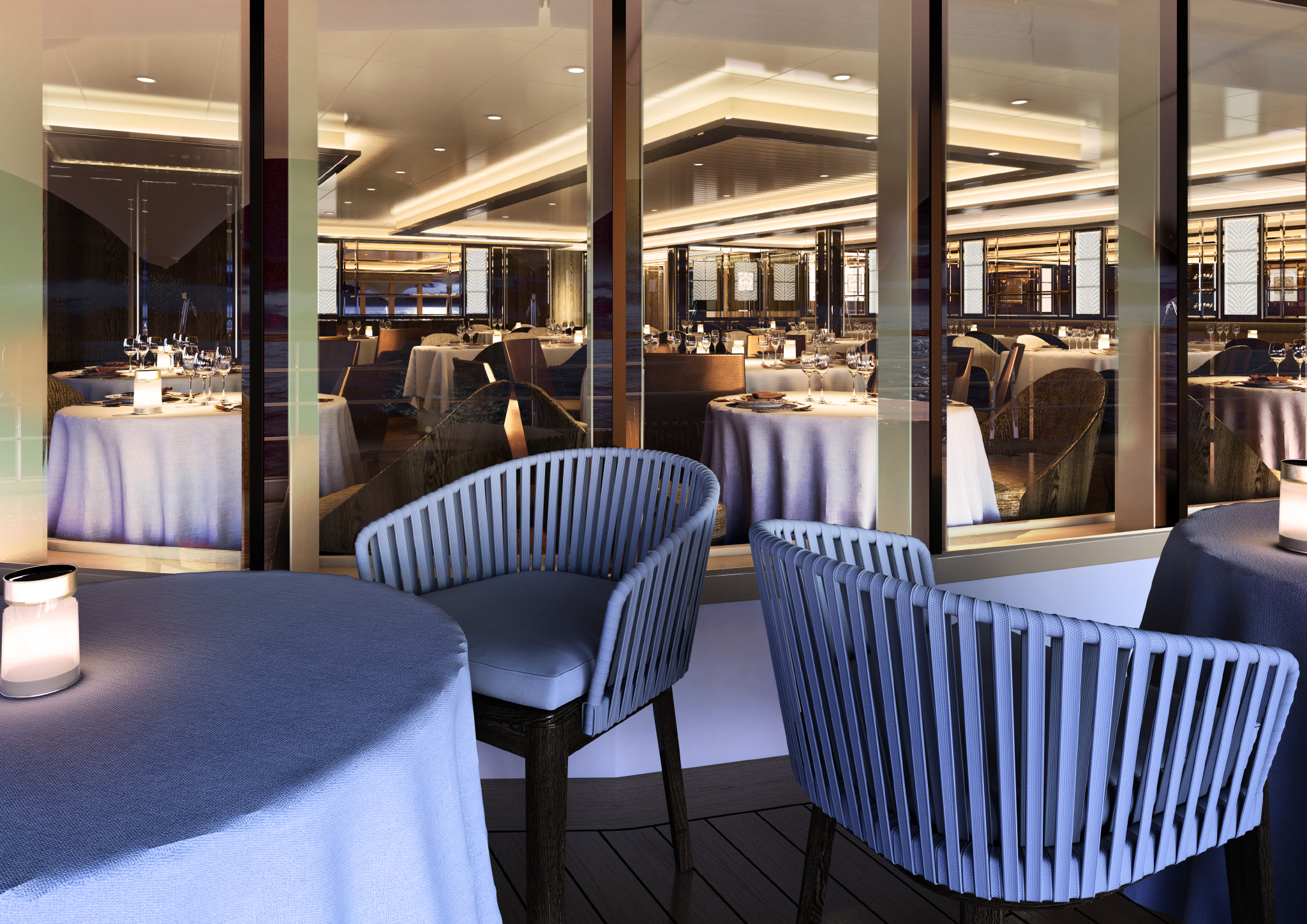 Silversea Silver Moon LaDame Purple chairs