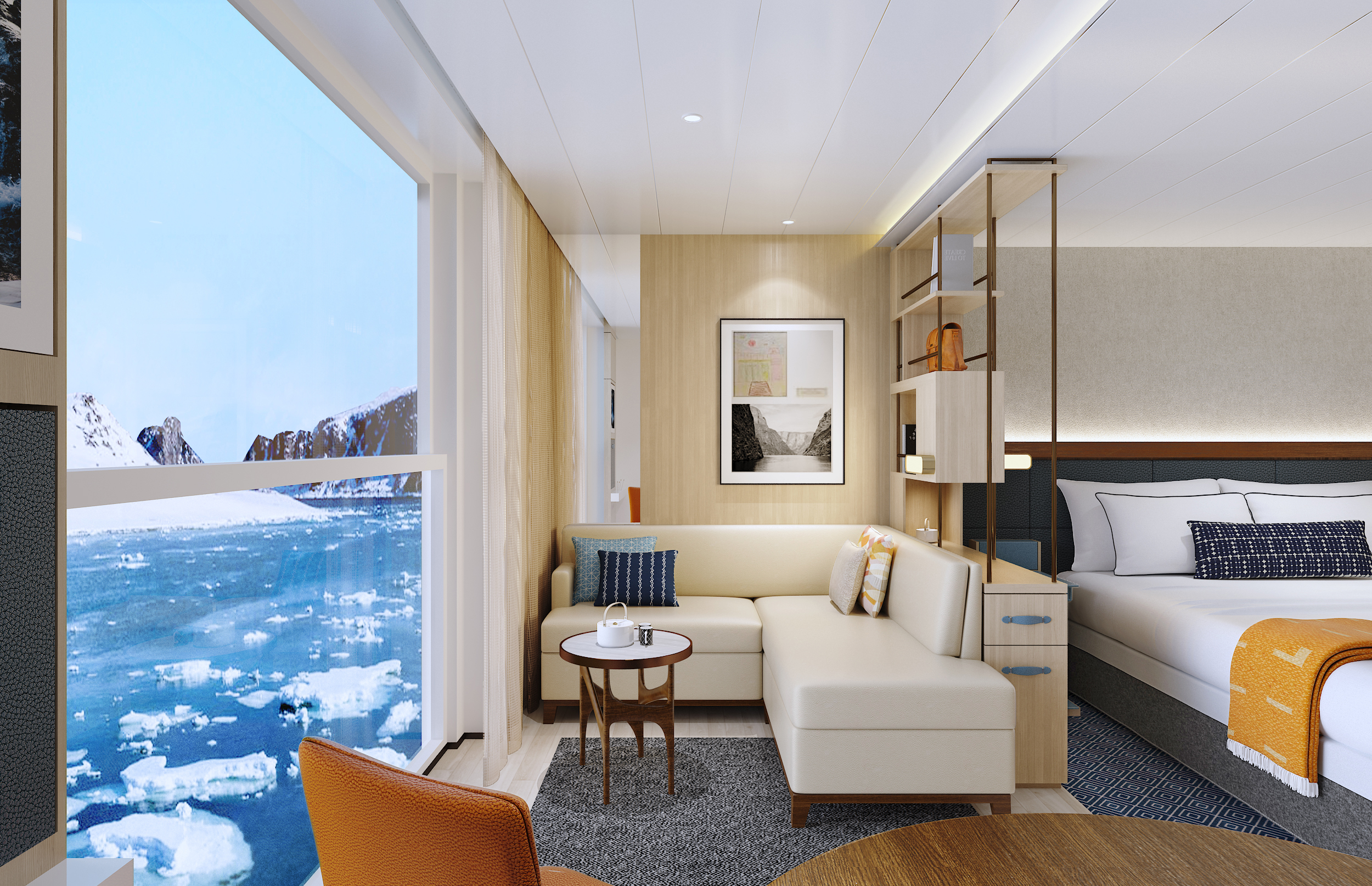 Viking Cruises Expeditions junior suite sofa polar
