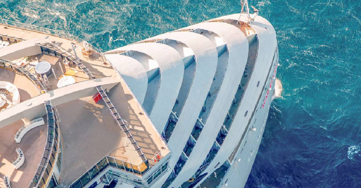 Virgin Voyages Scarlet Lady cruise ship bow