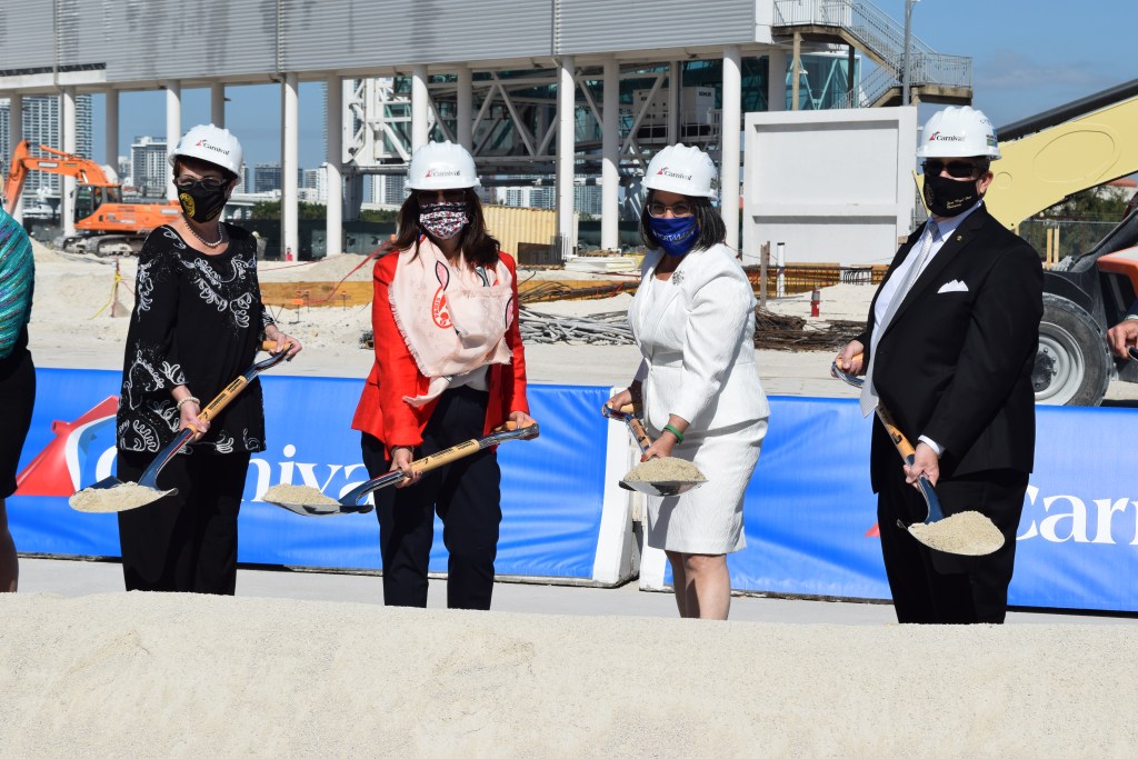 Port Miami cruise ship terminal F groundbreaking for Carnival Cruises Celebration ship