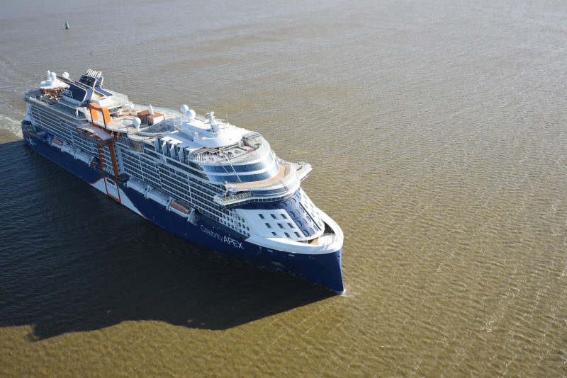 Celebrity Cruises Apex bow aerial view
