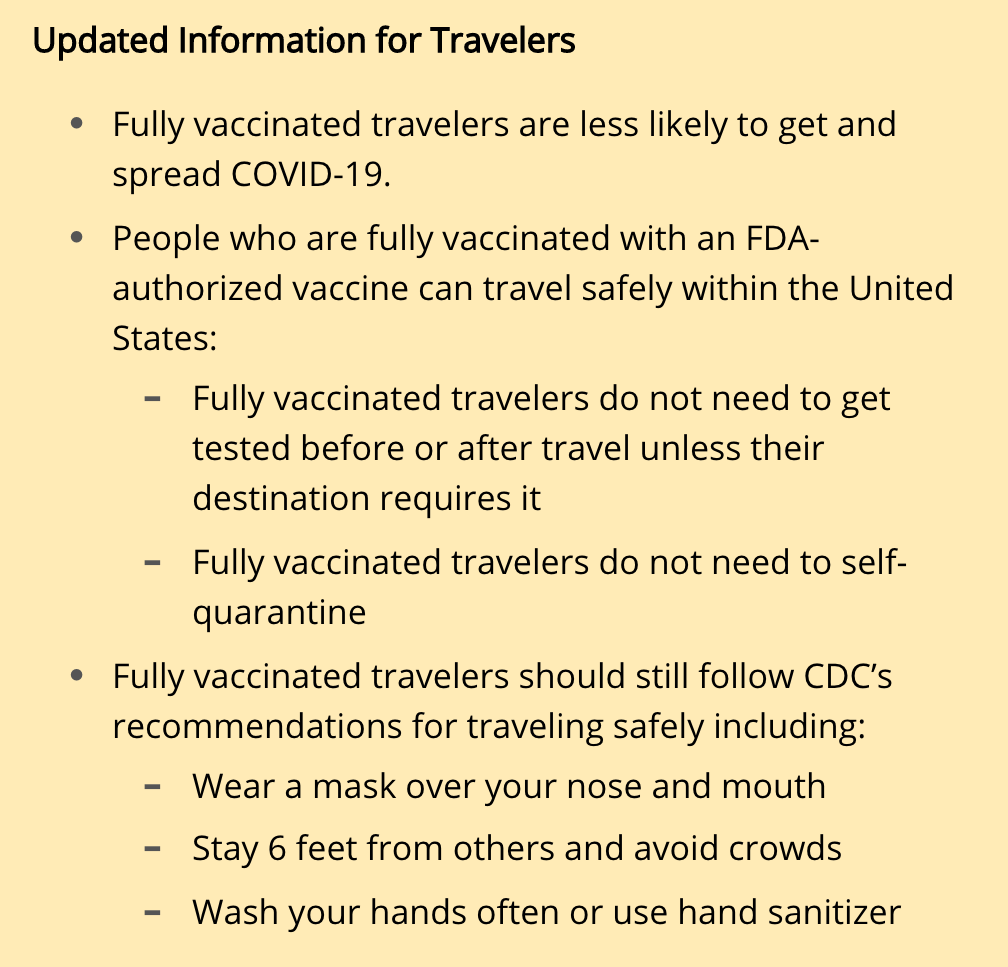 CDC guidelines Americans can travel in U.S.
