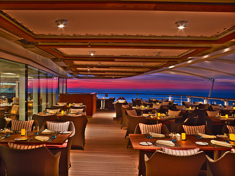 Seabourn Ovation cruise ship Colannade evening