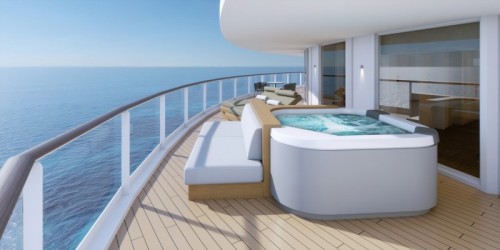 Norwegian cruise line prima norwegianprima the haven by norwegian hottub on balconyrendering