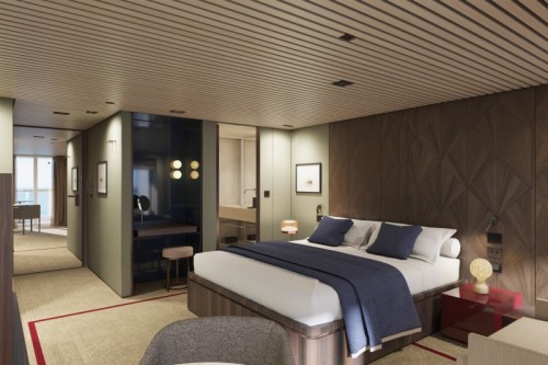 Norwegian cruise line prima norwegianprima thehaven penthouse with balcony bedroom rendering
