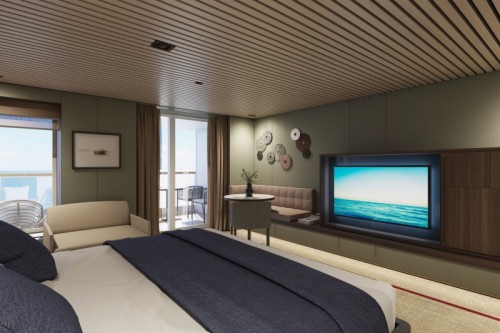 Norwegian cruise line prima norwegianprima thehaven penthouse with balcony bedroom alternative rendering