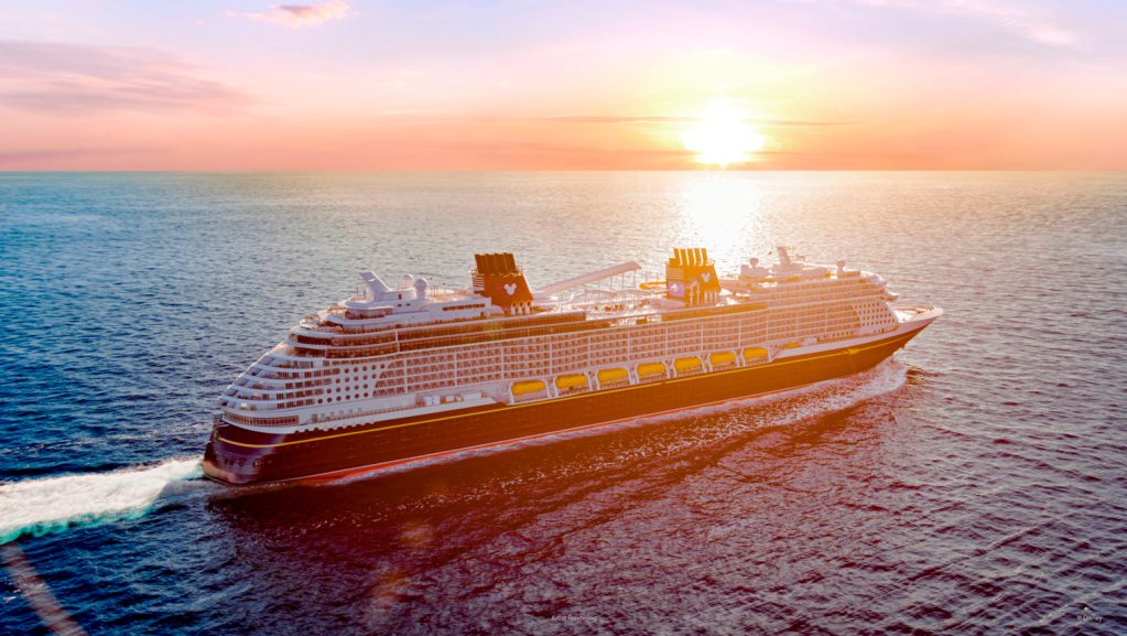 Disney Cruise Line Wish cruise ship exterior sunset