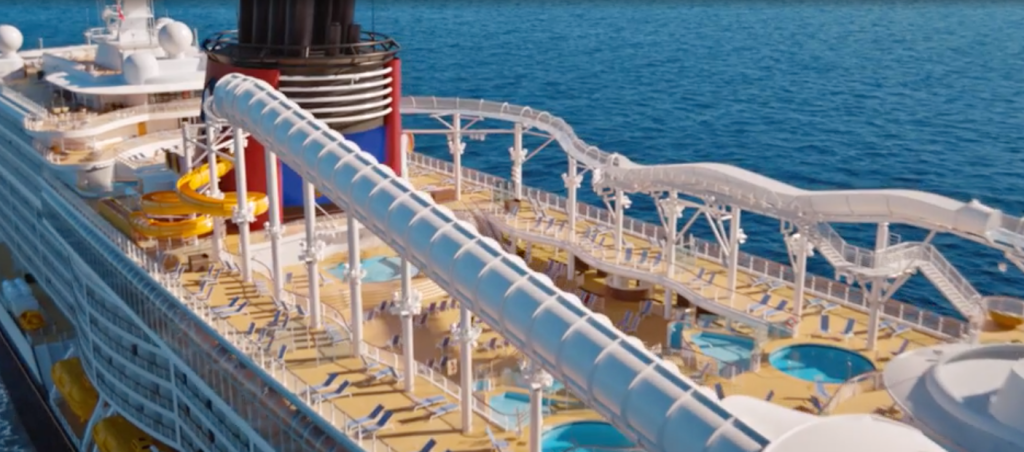 Disney Cruise Line Wish cruise ship exterior waterpark pools