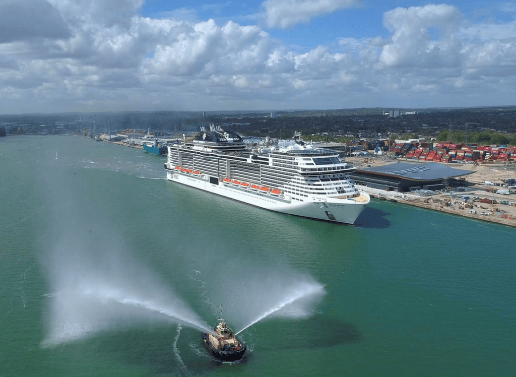MSC Cruises Virtuosa cruise ship arrives in Southampton, UK