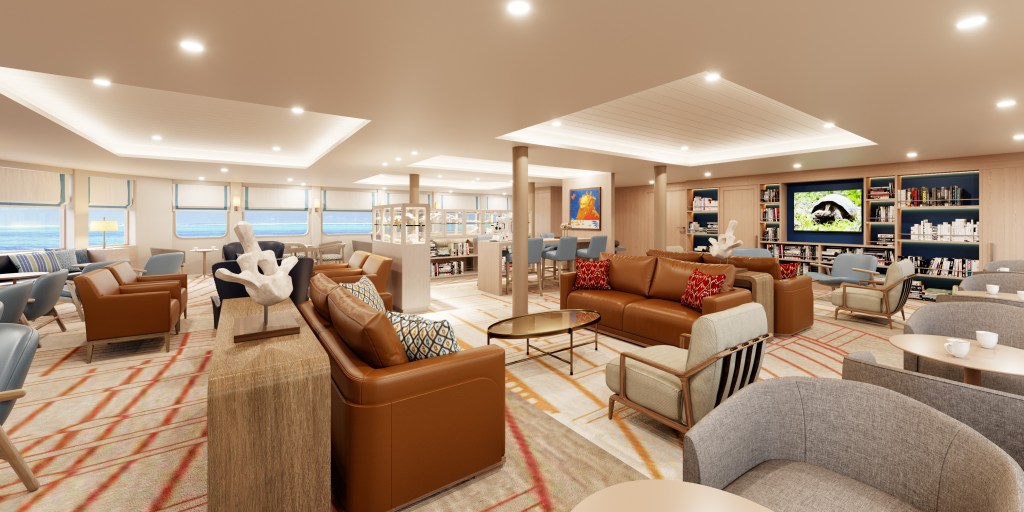 Hurtigruten Expedition lounge with Science Corner