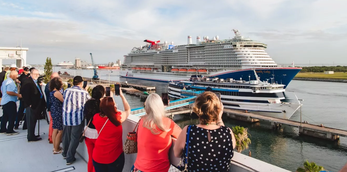 Carnival Cruise Line Mardi Gras cruise ship arrives in Port Canaveral