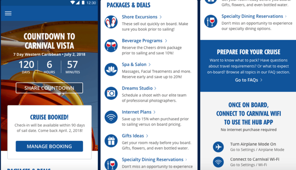 Carnival Cruise Line HUB app 2