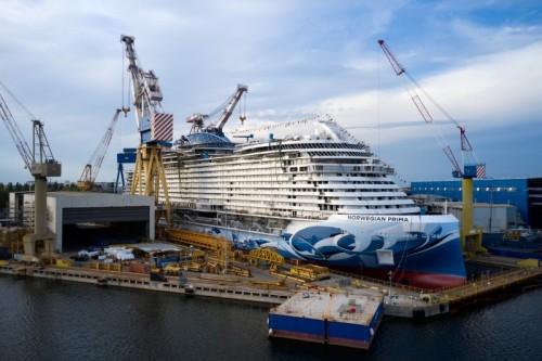 Norwegian Cruise Line’s new ship Norwegian Prima was floated out