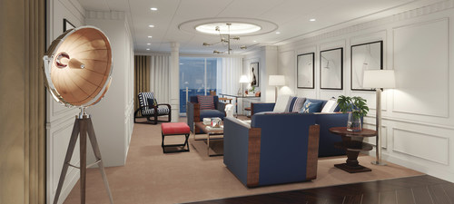 Oceania Cruises Owner’s Suites and library is styled in Ralph Lauren Home