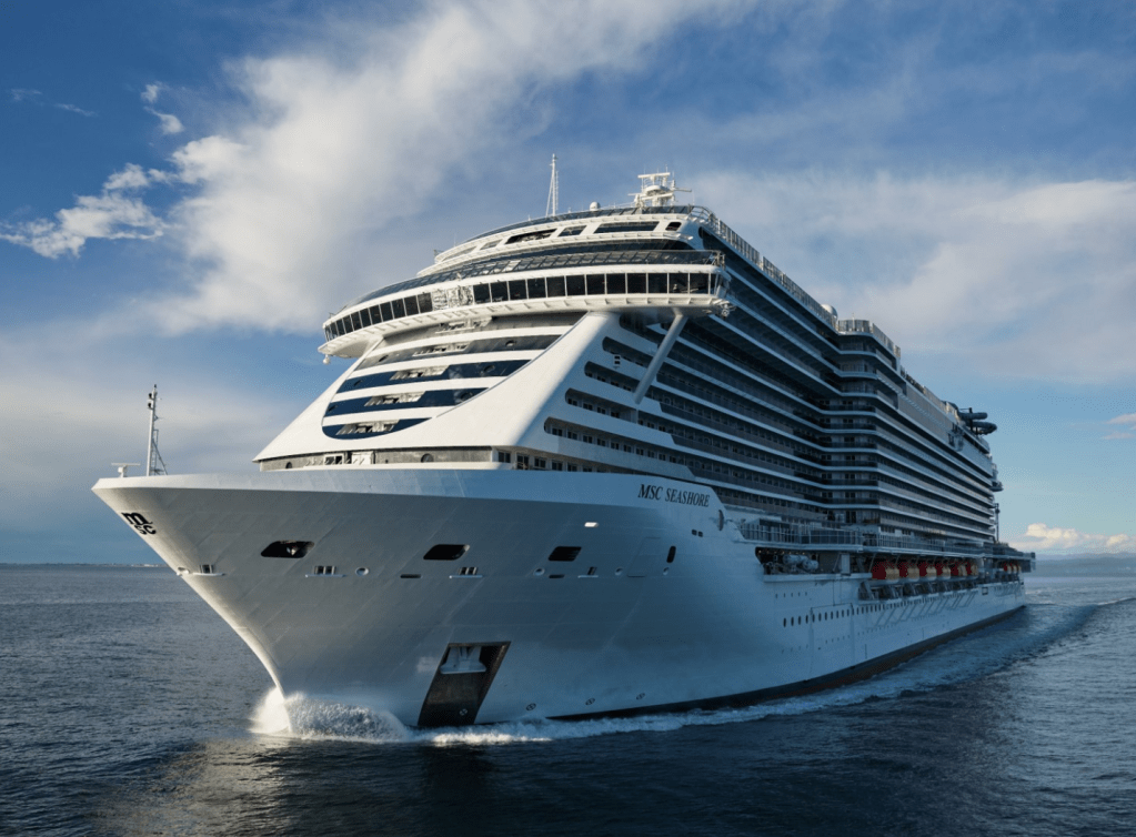 MSC Cruises Seashore bow aerial photo