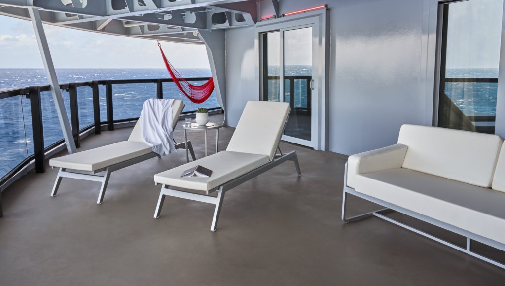 Virgin Voyages Scarlet Lady Suite balcony